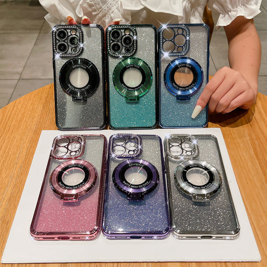 Glitter TPU Electroplating Magnetic Bracket Phone Case